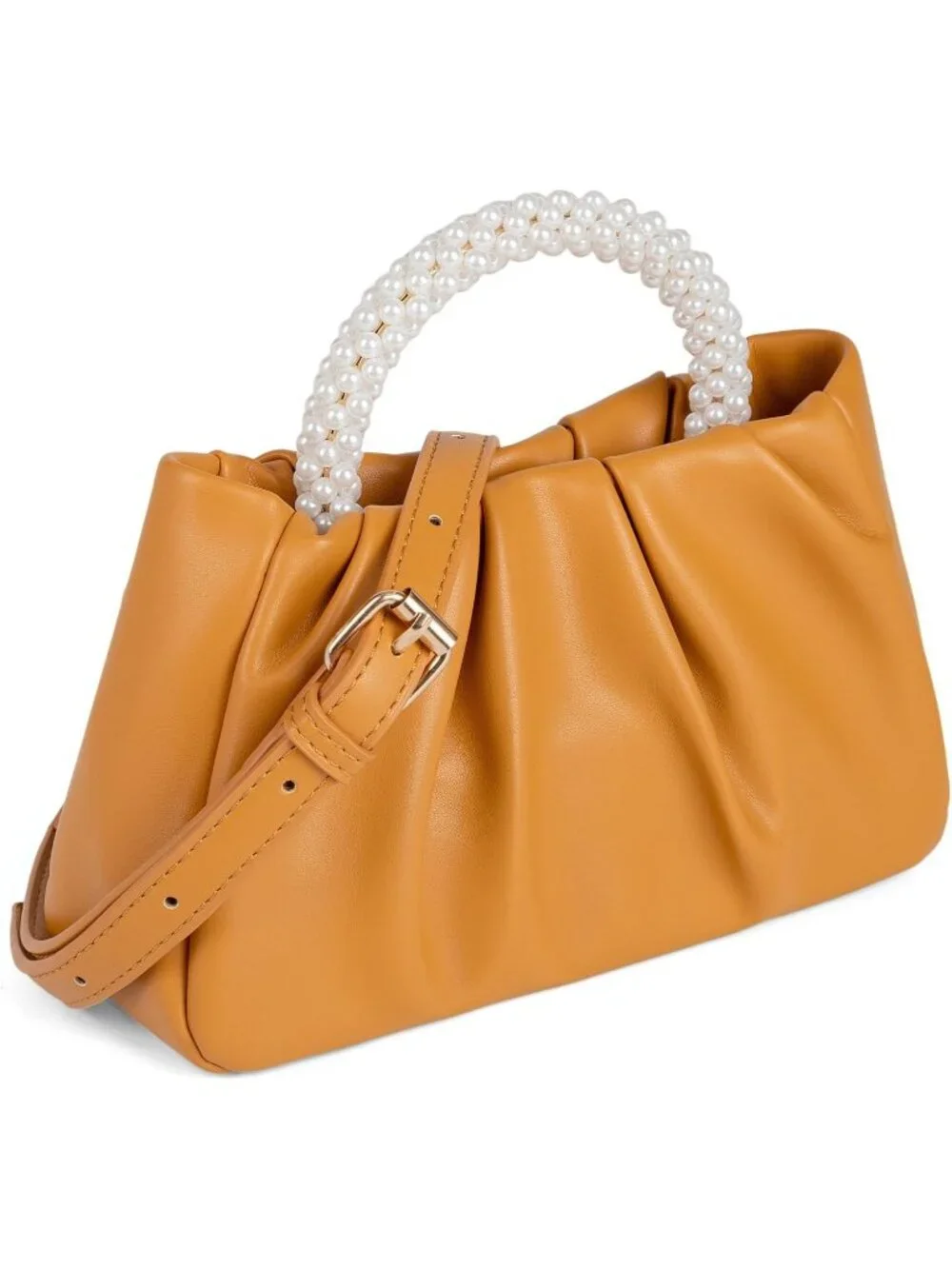 👜Women's Brown Leather Wedding Party Pearl Elegant Clutch Purse Magnetic Snap